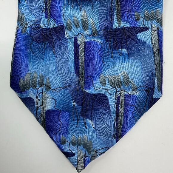 Vintage 1996 J Garcia Men 100% Silk Tie Carousel Collection 14 abstract tie Blue - Picture 2 of 6